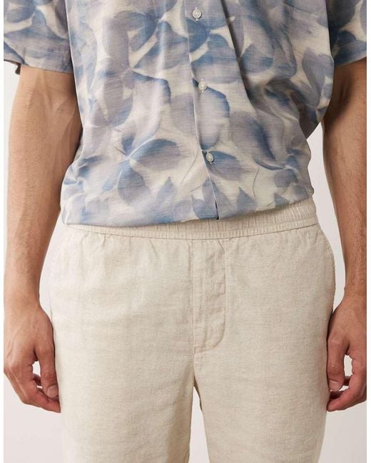 SELECTED Natural Linen Blend Shorts for men