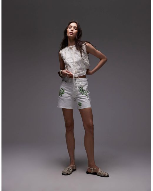 TOPSHOP White Cross Hatch Sleeveless Top