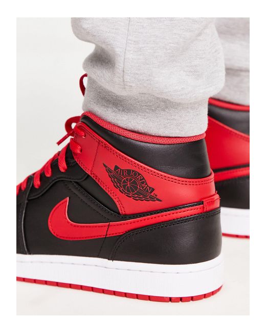 Aj1 - sneakers alte nere e rosse da Uomo di Nike in Rosso | Lyst