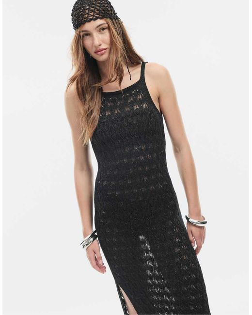 Stradivarius White Cutwork Knit Dress