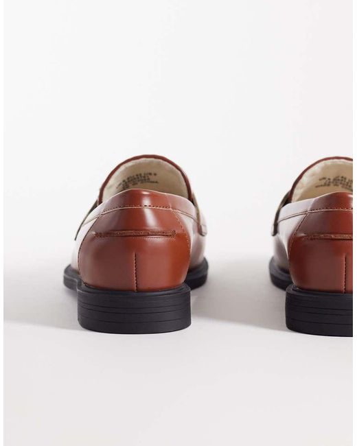 ASOS Pink Two Tone Penny Loafers With Raffia Detail for men