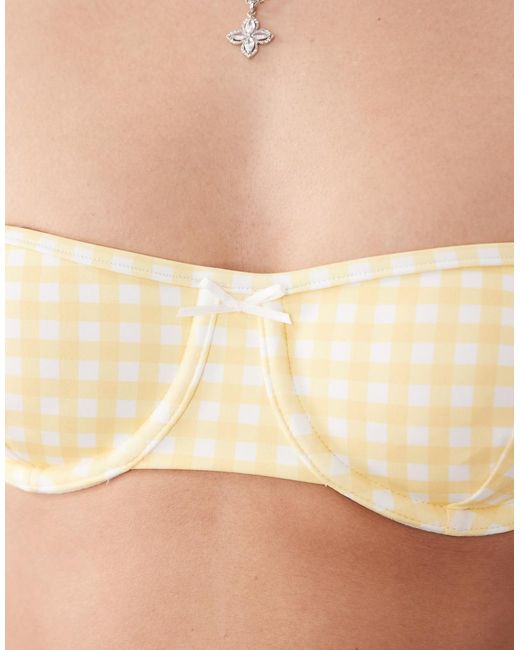 Free Society Yellow Gingham Underwire Bikini Top