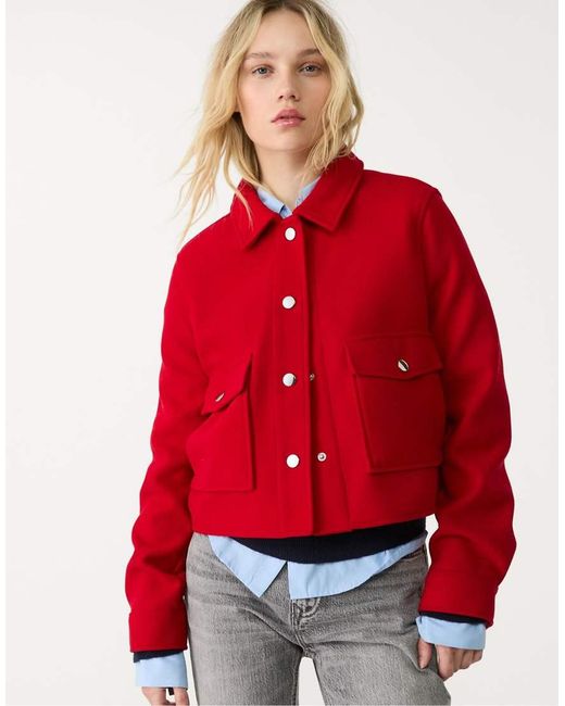 Stradivarius Red Soft Short Jacket