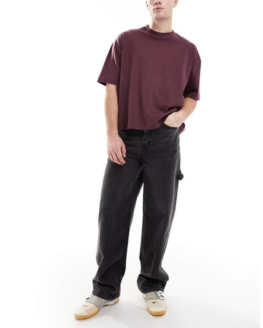 Collusion Red X011 baggy Carpenter Mid Rise Jeans for men