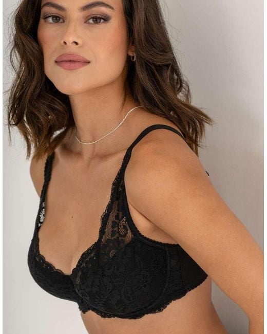 Pour Moi Black Fleur Lightly Padded High Apex Underwired Bra