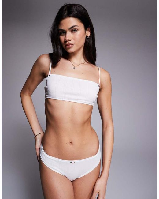 ASOS Gray Evie Pointelle Bralette With Rosebud Trim