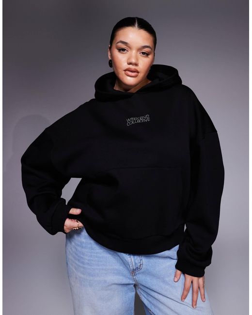ASOS Black Weekend Collective Curve Hoodie With Hotfix Diamante Graphic