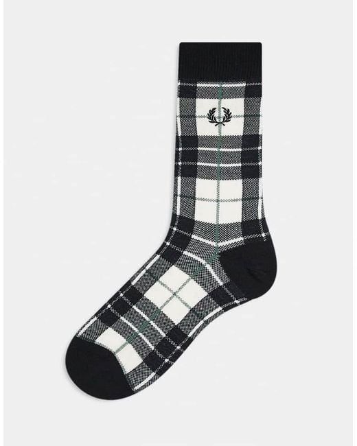 Calzini A Quadri Scozzesi Color Pietra di Fred Perry in Black da Uomo