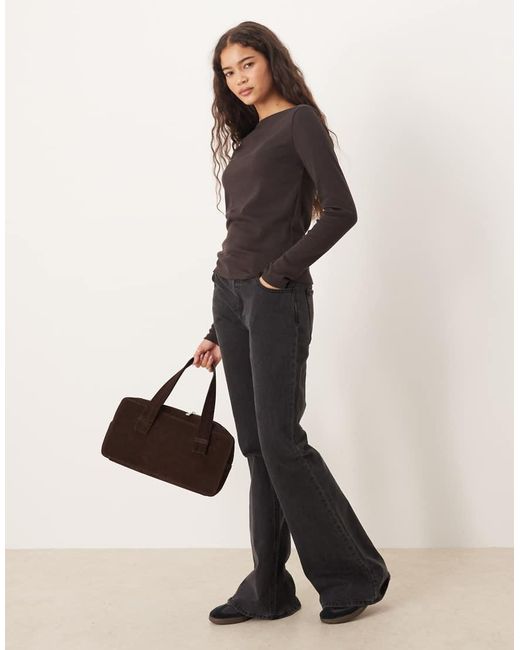 Mango Top Met Boothals En Lange Mouwen in het Brown