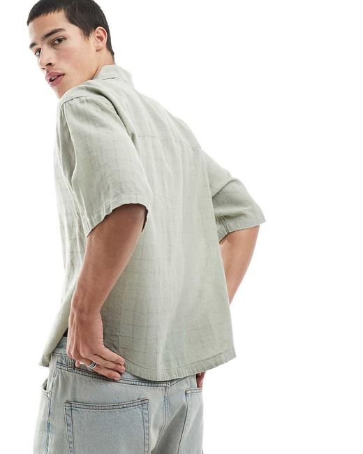 Only & Sons Gray Relaxed Fit Textured Revere Collar Shirt for men