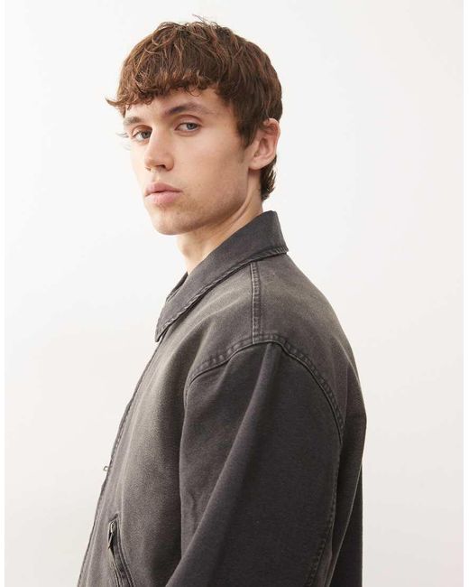 Weekday Gray Boxy Washed Canvas Jacket for men