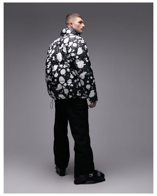 Topman Black Sno Hooded Puffer Jacket for men