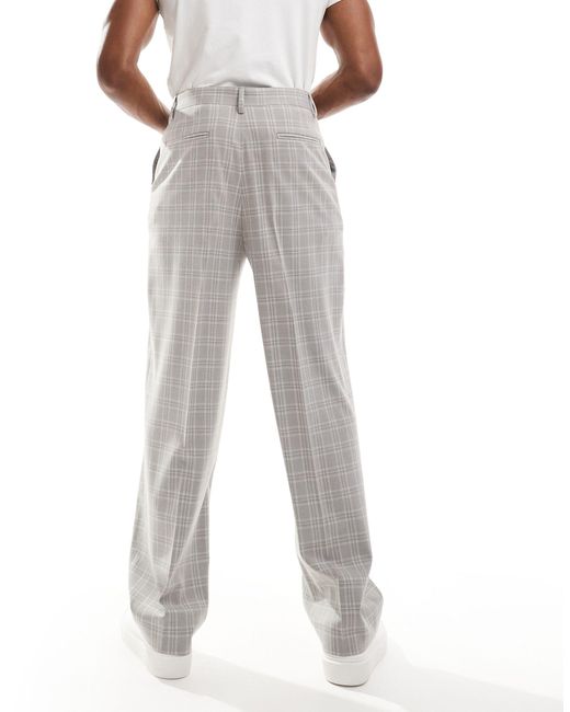ASOS White Asis Design Wide Tonal Check Suit Trouser for men