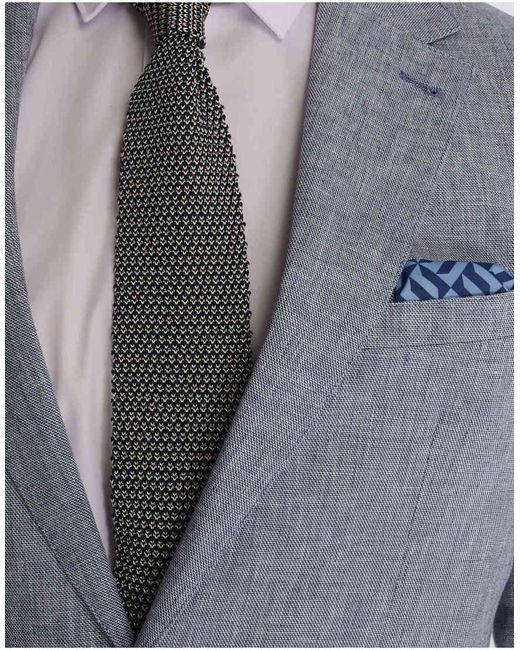 Harry Brown Blue Giacomo Slim Fit Cotton Linen Suit Jacket for men