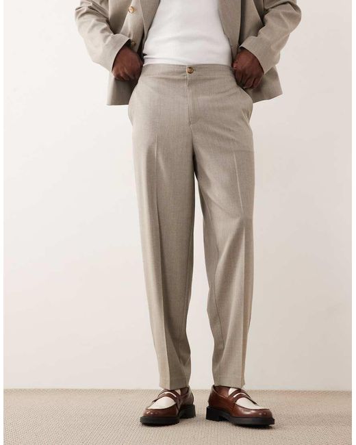 ASOS Natural Oversized Tapered Suit Pants for men