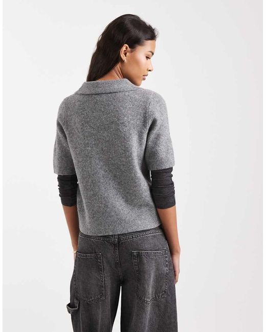 New Look Gray Collared Knitted Tee
