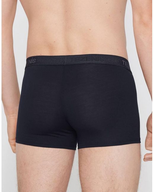 Tezenis Blue Stretch Viscose Boxers With Logo Elastic for men