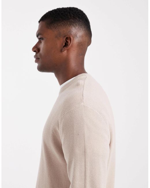 Only & Sons Natural Regular Fit Waffle Knit Jumper for men