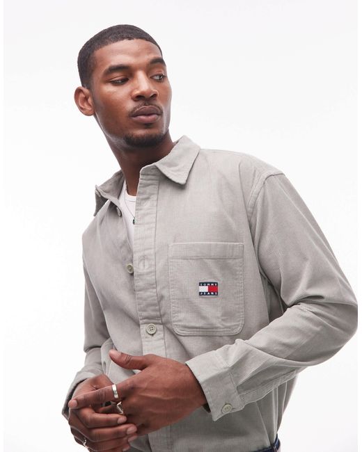 Tommy Hilfiger – hemdjacke aus cord in Gray für Herren