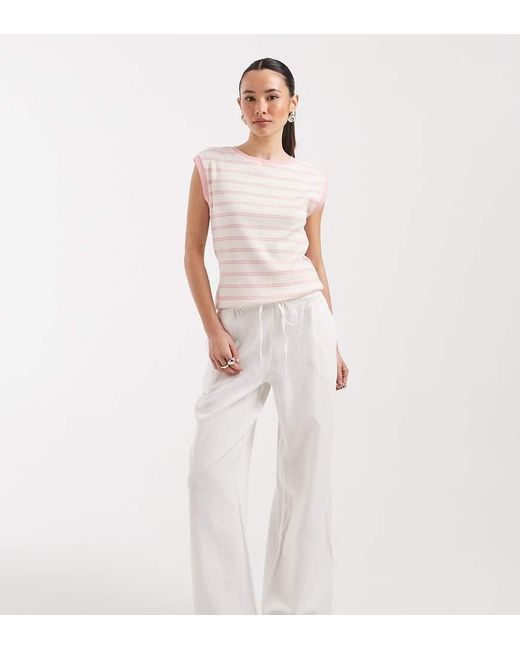 New Look White Linen Wide Leg Trousers