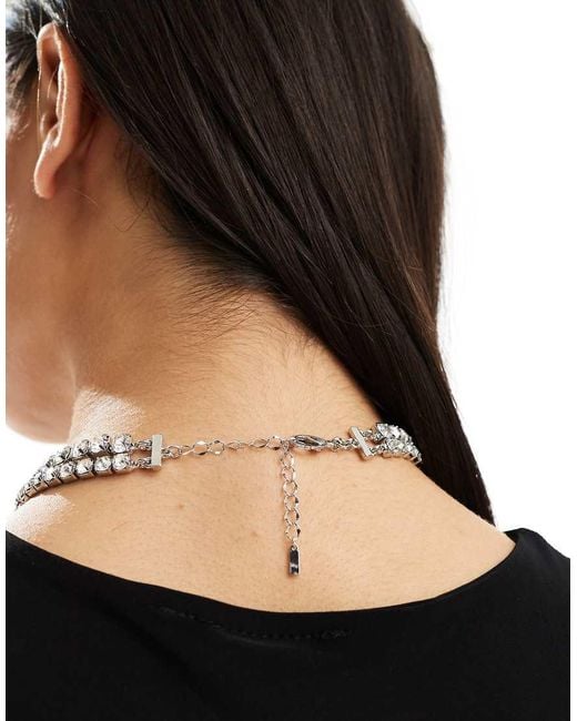 ALDO Double Layer Rhinestone Cross Pendant Necklace in Black Lyst UK