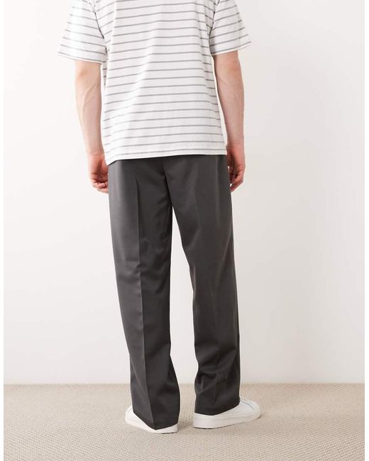 ASOS White Tailored Pull On Wide Leg Trousers for men
