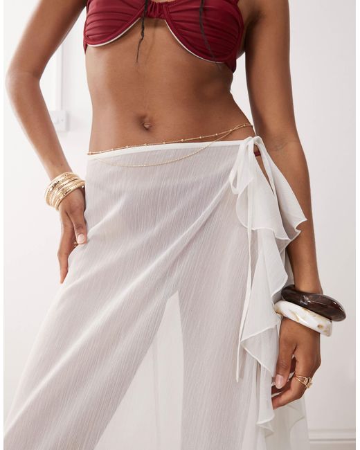 Miss Selfridge White – transparenter strand-sarong aus chiffon