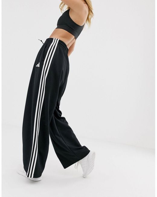 adidas Originals Adidas Training Wide Leg joggers in Black | Lyst UK