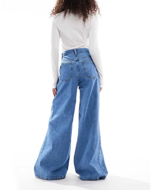 Miss Selfridge Blue Seam Detail Flare Jeans