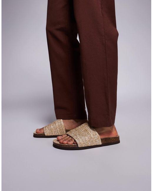 ASOS Brown Slider Sandals With Woven Strap for men