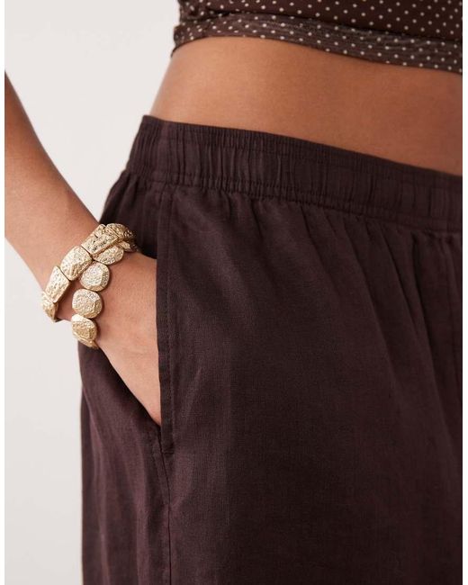 ARKET Brown Barrel Leg Linen Pants