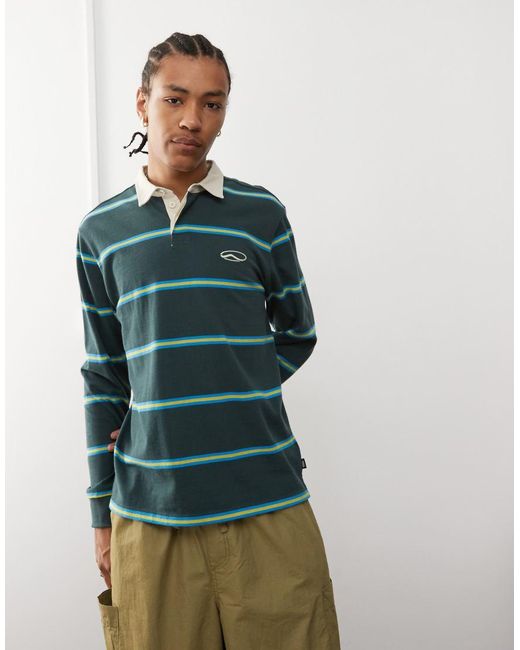 Vans Green Gatewood Long Sleeve Striped Rugby Shirt for men