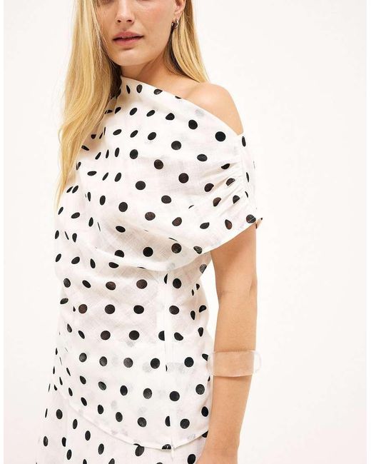 NA-KD White Draped Short Sleeve Top