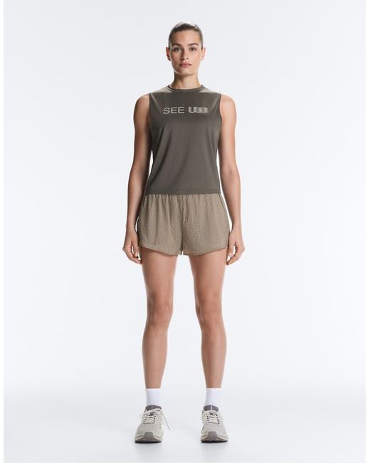 Oysho Gray Technical Mid Rise 2-In-1 Check Shorts