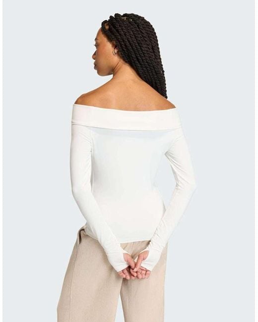 Adidas Originals White Off-shoulder Long Sleeve Top