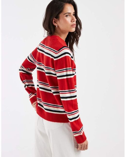 ASOS Red Stripe Crew Neck Jumper