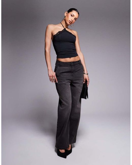 Top Sinuoso Allacciato Al Collo Con Finiture di ASOS in Gray