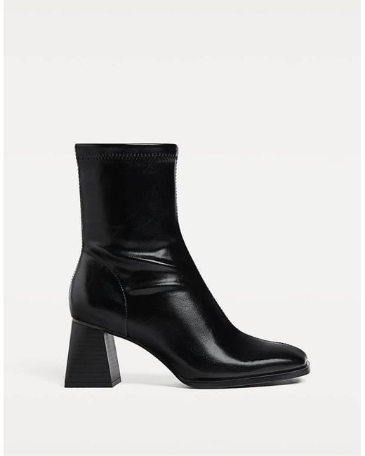 Stradivarius Black Mid-heel Boots With Stretch Legs