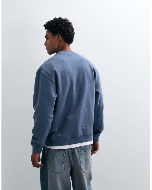 ASOS Blue Relaxed Sweatshirt With Collegiate Front Print for men