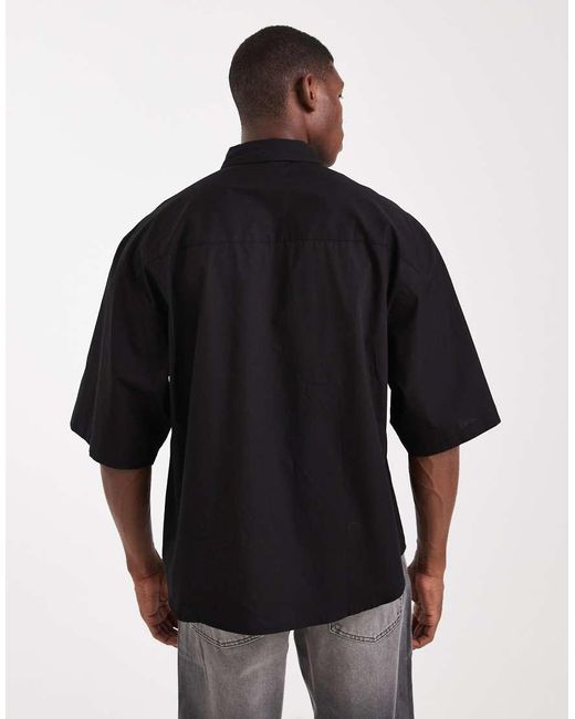 ASOS Black Oversized Poplin Shirt for men