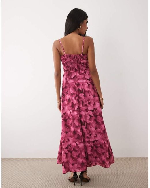 Abercrombie & Fitch Pink Cut Out Detail Flowy Maxi Dress With Built