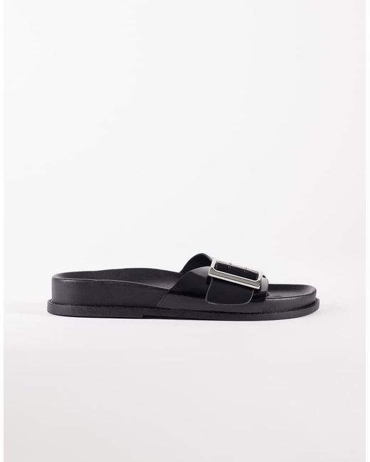 ASOS Black Farley Wide Strap Flat Sandals