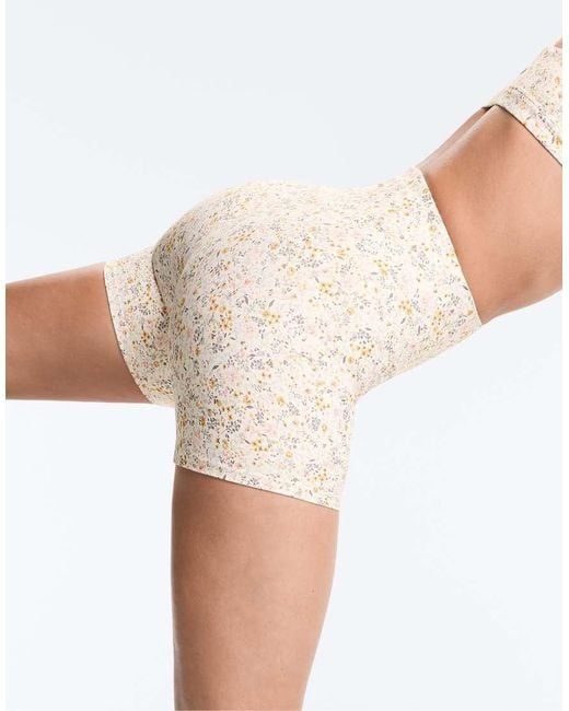 Oysho White Comfortlux 10Cm High-Rise Floral Hot Pants