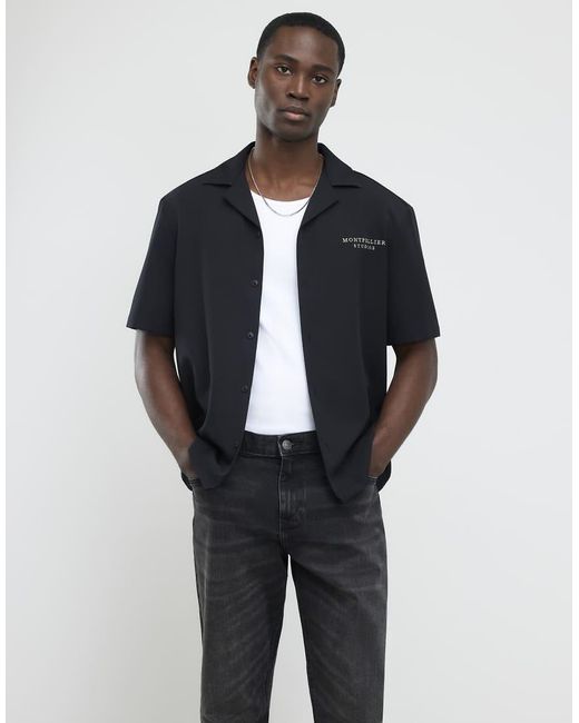 River Island Blue Regular Fit Montpellier Studios Shirt for men