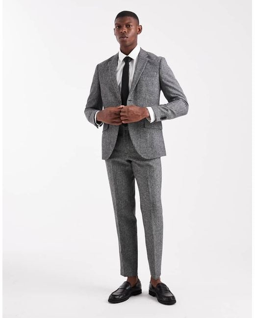 Jack & Jones Gray Wool Blend Suit Jacket for men