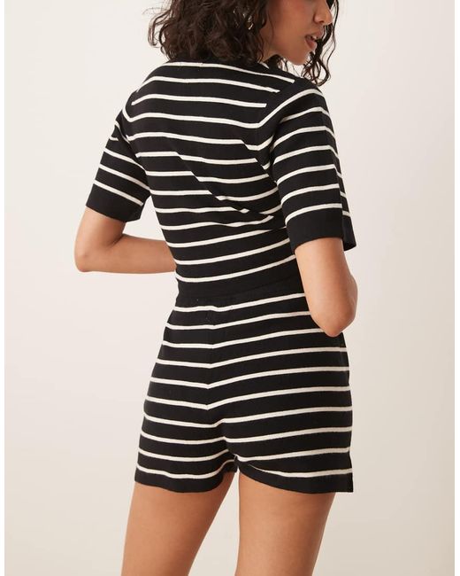 Brave Soul Gebreide Gestreepte Short in het Natural