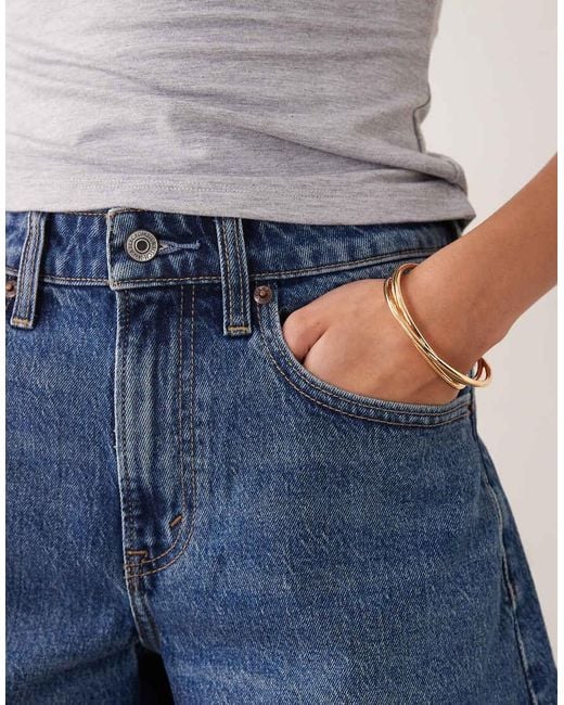 Abercrombie & Fitch Blue Curve Love High Rise Dad Fit Denim Short