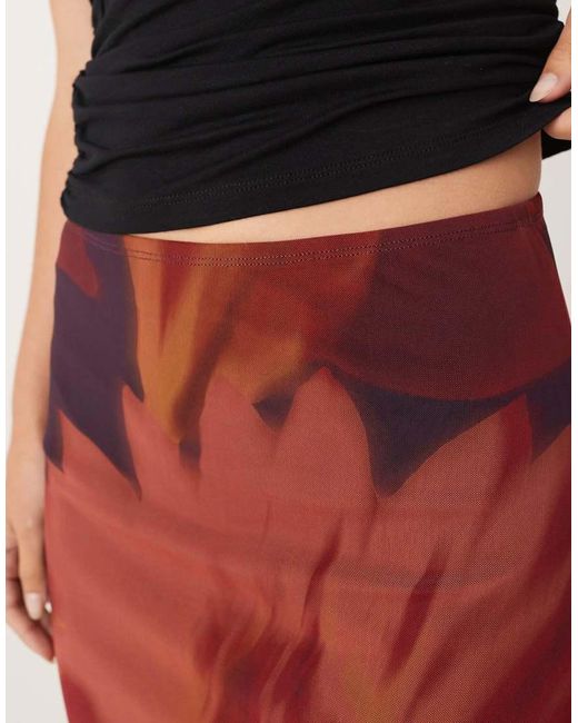ASOS Rechte Maxi Rok Met Lage Taille En Bloemenprint in het Red
