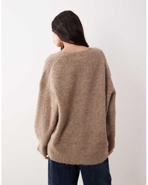 ASOS Natural Oversized High V-neck Boyfriend Cardigan