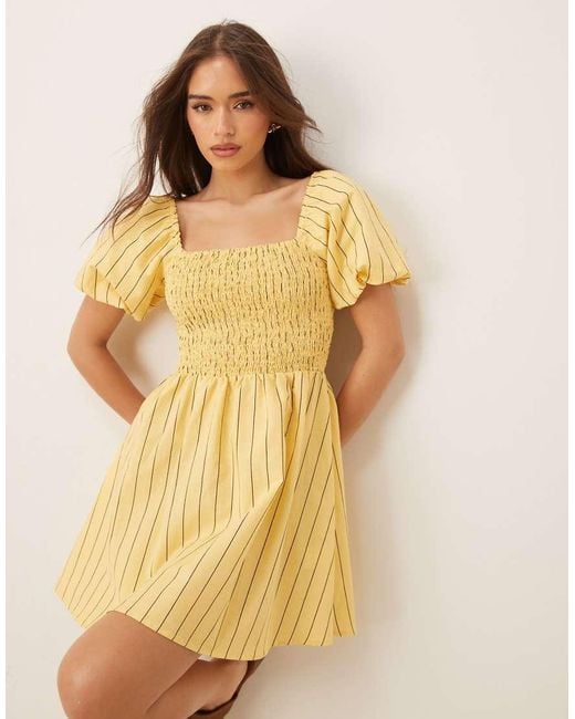 Nobody's Child Yellow Tasmin Puff Sleeve Mini Dress